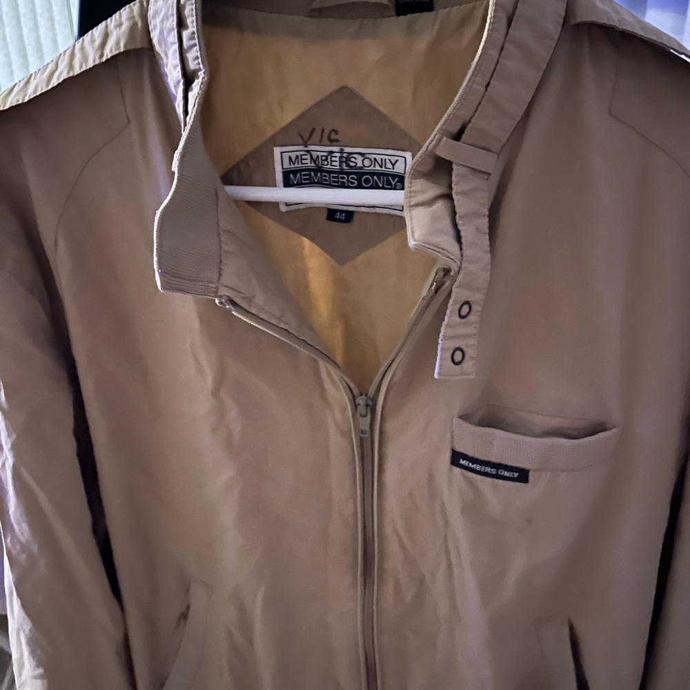 Members Only Beige Bomber Jacket